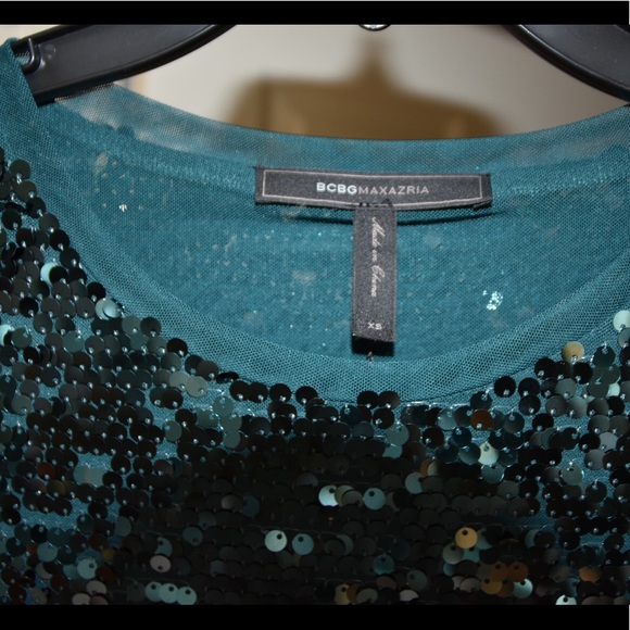 Sparkly Sequin Turquoise BCBG Formal Dress - Picture 3 of 8